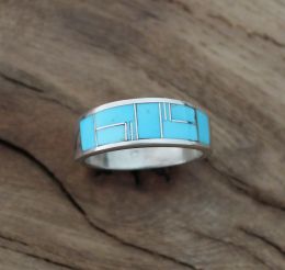 Men's Inlay Turquoise Sterling Silver Ring