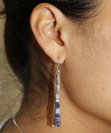 Long Triangle-Shaped Inlay Wampum Earrings