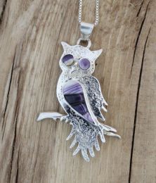 Owl with Inlay Wampum Necklace