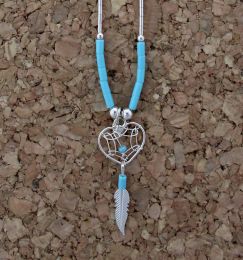Mini Heart Dreamcatcher Necklace On 'Liquid Silver' Chain