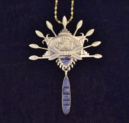 14 KT Gold Necklace with Wampum Inlay