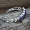 Narrow Wampum Silver Bracelet with Small Oval Cabochons