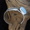 Sterling Silver Feather Bracelet With Square Turquoise