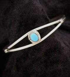 Dainty Sterling Silver Bracelet With Robins Egg Turquoise
