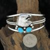 Sterling Silver Eagle Bracelet With Turquoise Nuggets
