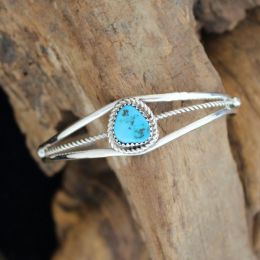 Dainty Sterling Silver Bracelet With Turquoise Nugget