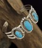 THREE KINGMAN TURQUOISE CABOCHONS BRACELET