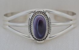 Round-Oval Wampum Silver Design Bracelet