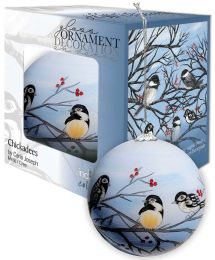 'Chickadees' GLASS ORNAMENT