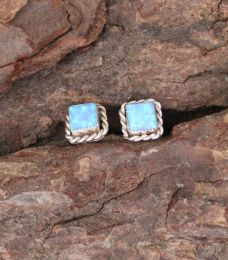 Small Square Opal Stud