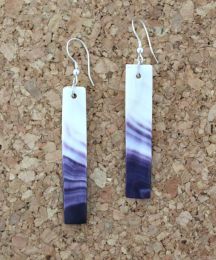 Hand-Cut Long Rectangular Wampum Earrings