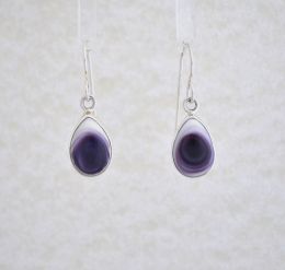 Short Teardrop Shaped Wampum Silver Earrings