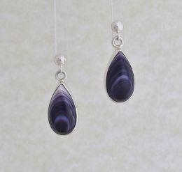 Teardrop Shaped Wampum Silver Earrings