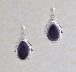 Teardrop Shaped Wampum Earrings With A Sterling Silver Design