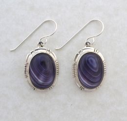 Large Round Oval Cabochon Wampum Earrings