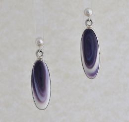 Long Oval Wampum Sterling Silver Earrings