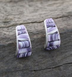 Half-Round Wampum Inlay Post Earrings