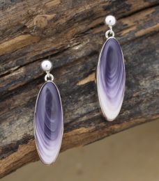 Wampum Pointy Oval Earrings