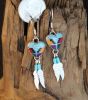 Multicolored Heart Earrings With Silver Feathers