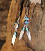 Multicolor Circle Earrings w/ Sterling Silver Feathers