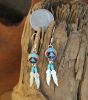 Multicolor Circle Earrings w/ Sterling Silver Feathers