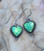 Green Opal Heart Earrings