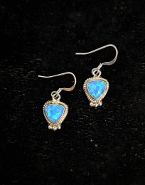 Opal Earrings With Three Silver Pearls