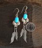 Sleeping Beauty Turquoise Dangle Feather Earrings