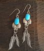 Sleeping Beauty Turquoise Dangle Feather Earrings