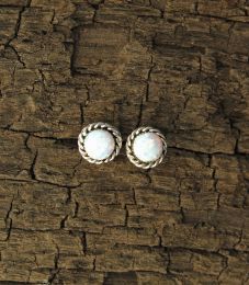 White Opal Post Earrings