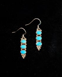 Three Stacked Turquoise Dangle Earrings