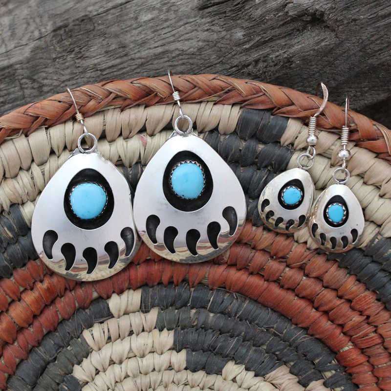 Sterling Silver & Turquoise Bear Claw Native American Necklace Hallmarked :  สำนักงานสิทธิประโยชน์ มหาวิทยาลัยรังสิต