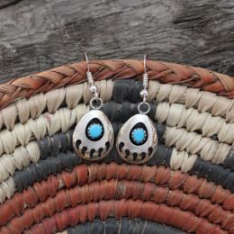 Small Dangling Bear Paw Turquoise Earrings