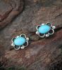 Small Turquoise Studs With Sterling Silver Designs