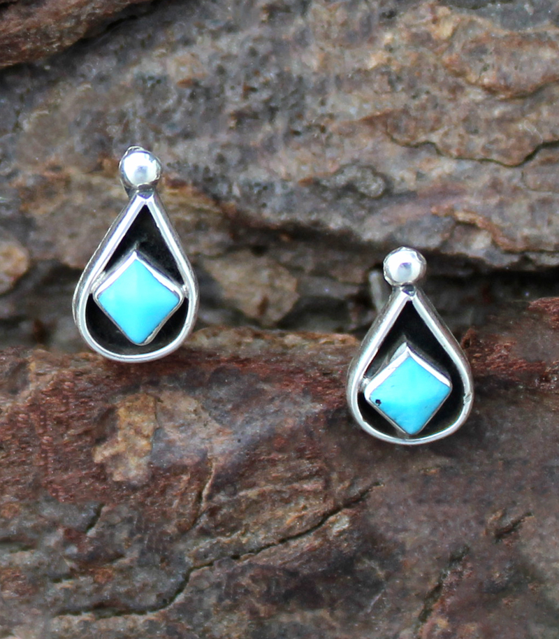 Turquoise Earrings 925 Sterling Silver & Genuine Turquoise (Teardrops) :  Amazon.co.uk: Fashion