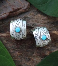 Wide Turquoise Half-Round Cuff Earring