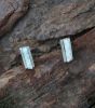 Small Rectangular Sterling Silver Opal Earrings