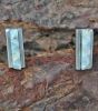 Small Rectangular Sterling Silver Opal Earrings