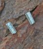 Small Rectangular Sterling Silver Opal Earrings