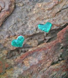 Malachite Heart Studs