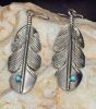 Sterling Silver Feather Earrings With Turquoise Stone