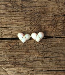 Zuni Inlay White Opal Studs