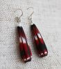 Long Red Chevron Bead Drop Earrings