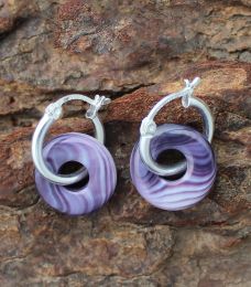 Wampum Shell Rondelle Disk Charm On Hoop Earrings