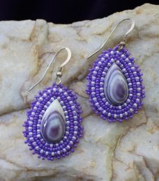 Beaded Tear Shaped Wampum Shell Earrings