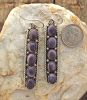 Long Rectangle Sterling Silver Earrings With Oval Wampum Cab