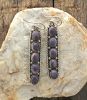 Long Rectangle Sterling Silver Earrings With Oval Wampum Cab