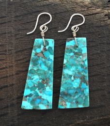 Trapezoid Compressed Turquoise Slab Earrings