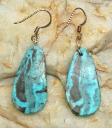 Long Raw Turquoise Earrings