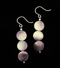 Three disk Wampum Earrings